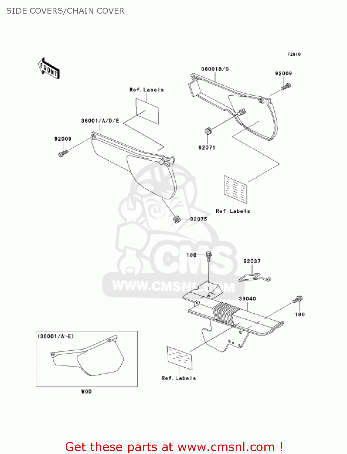 SIDE COVERS/CHAIN COVER KL250D19 KLR250 2002 USA CALIFORNIA