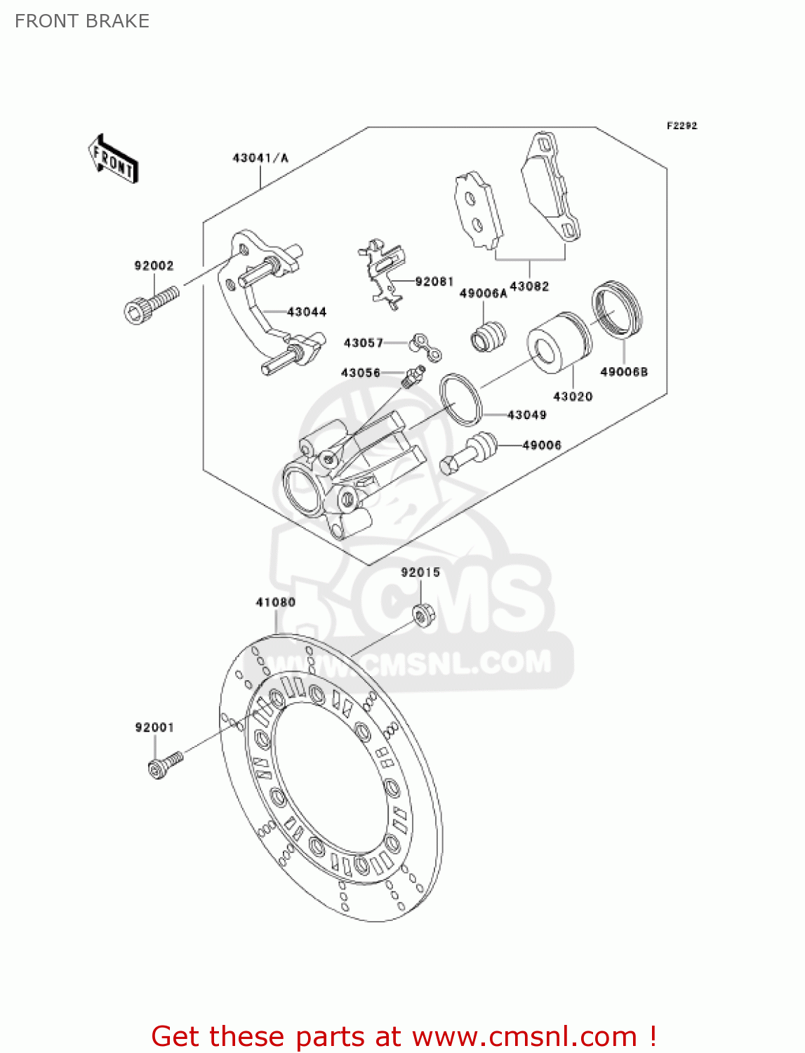 FRONT BRAKE KL250D19 KLR250 2002 USA CALIFORNIA