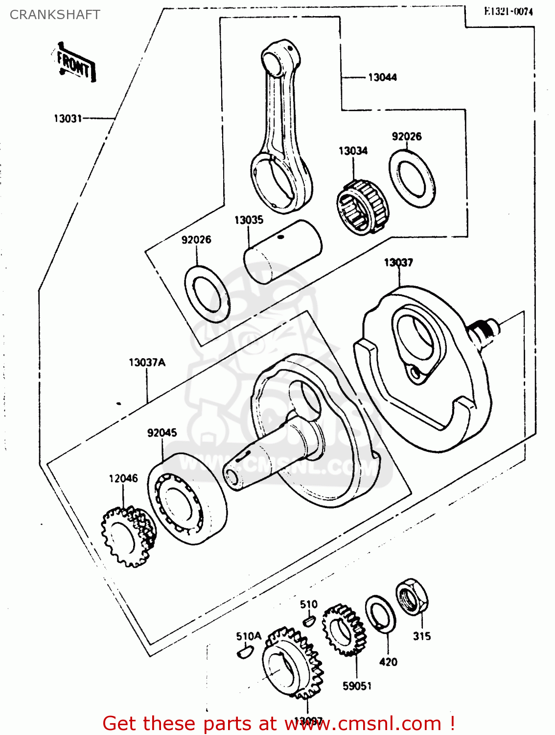 CRANKSHAFT KL250D2 1985 EUROPE UK FR GR IT SD ST
