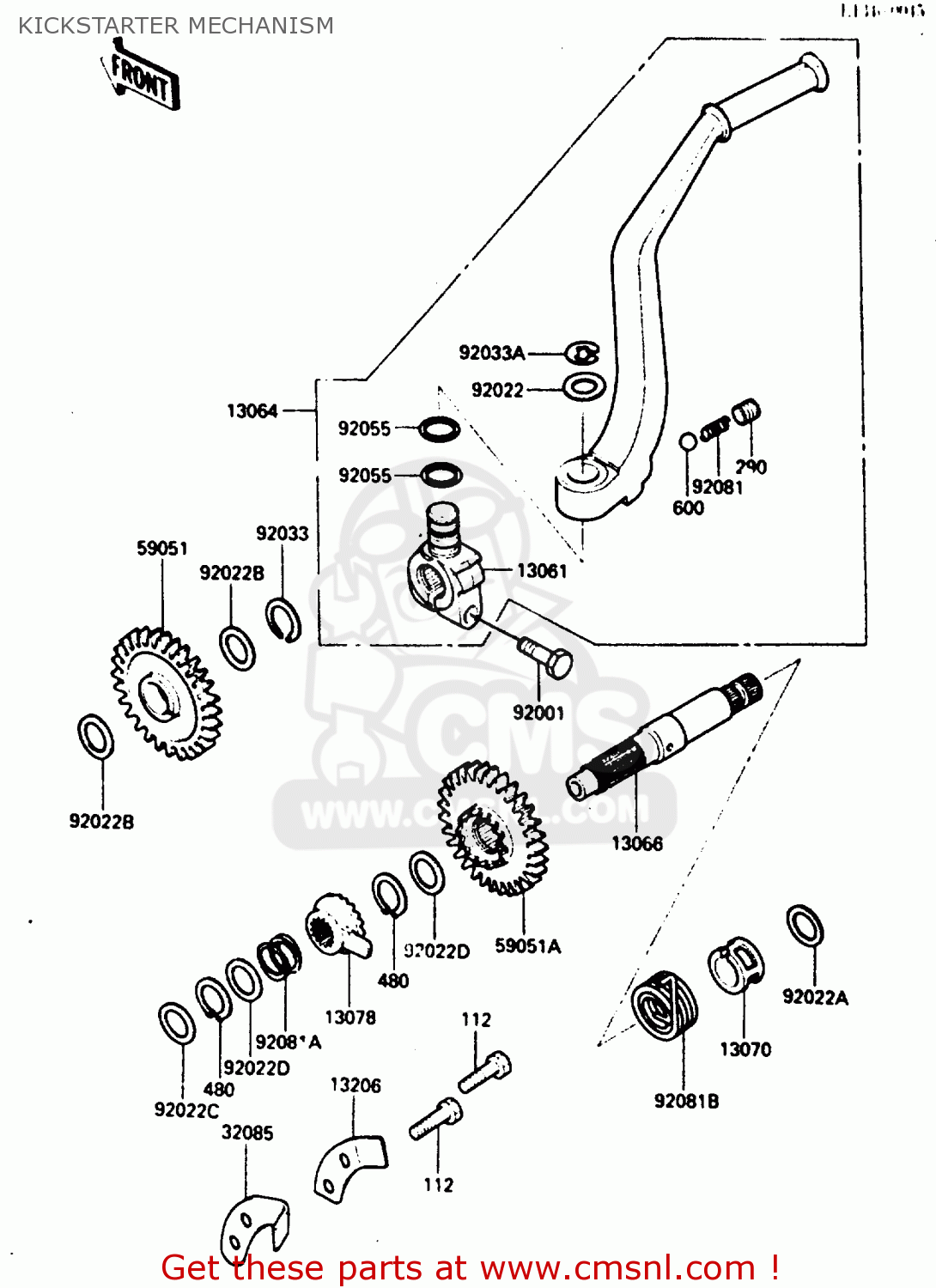 KICKSTARTER MECHANISM KL250D2 1985 EUROPE UK FR GR IT SD ST