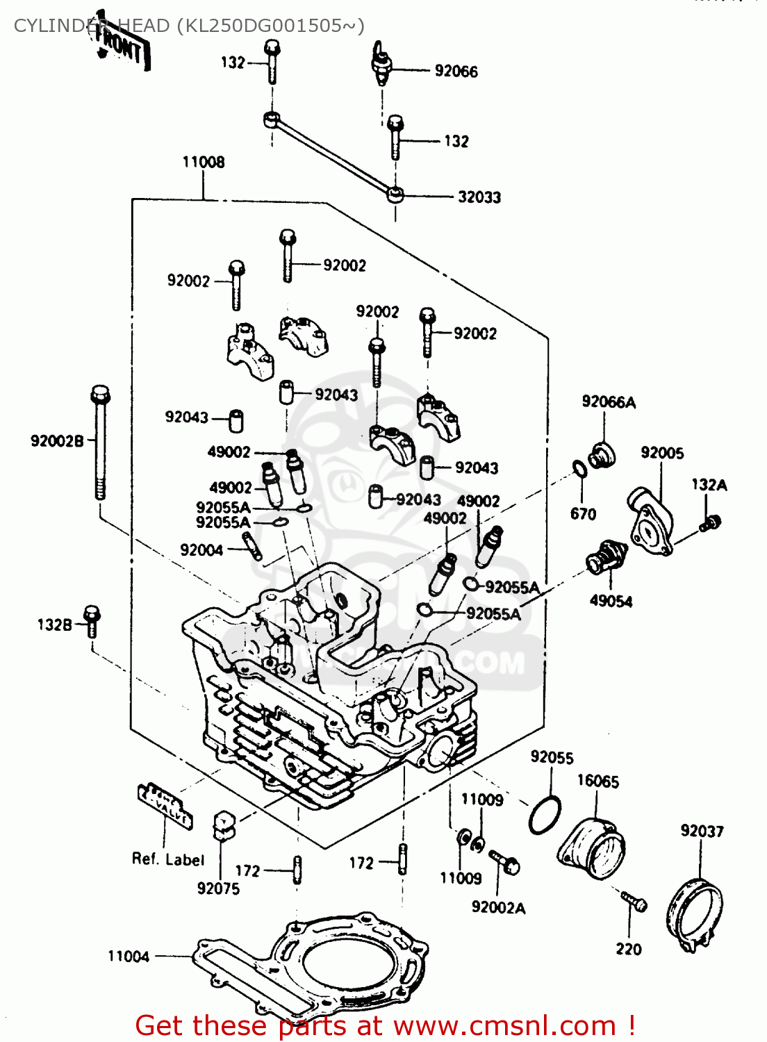 CYLINDER HEAD (KL250DG001505~) KL250D2 1985 EUROPE UK FR GR IT SD ST
