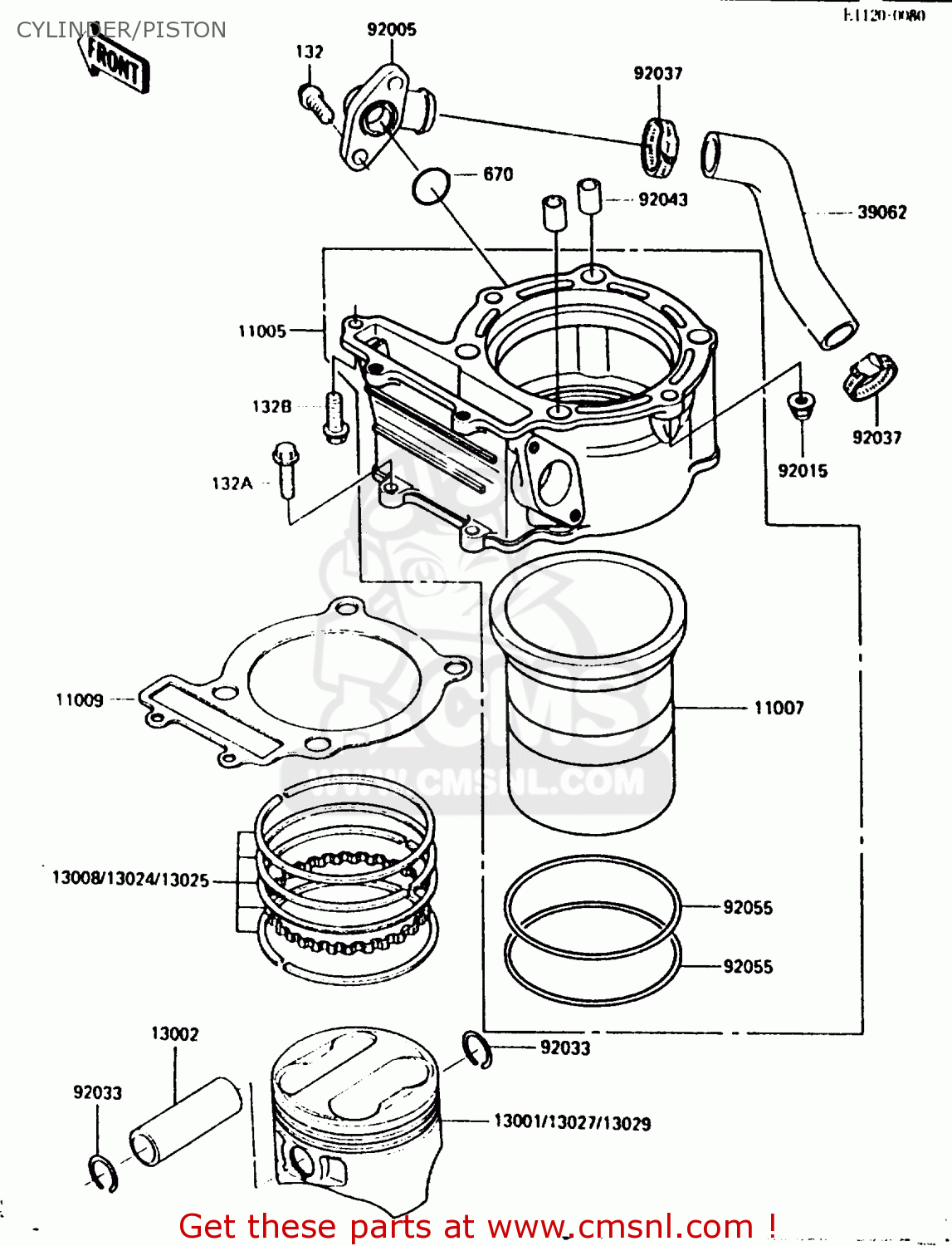 CYLINDER/PISTON KL250D2 1985 EUROPE UK FR GR IT SD ST