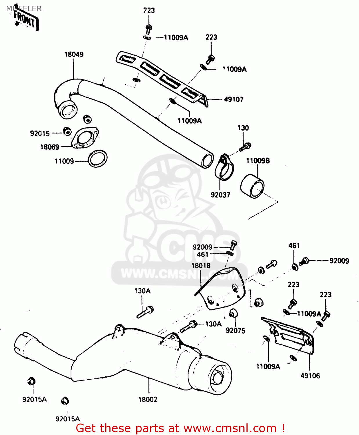 MUFFLER KL250D2 1985 EUROPE UK FR GR IT SD ST