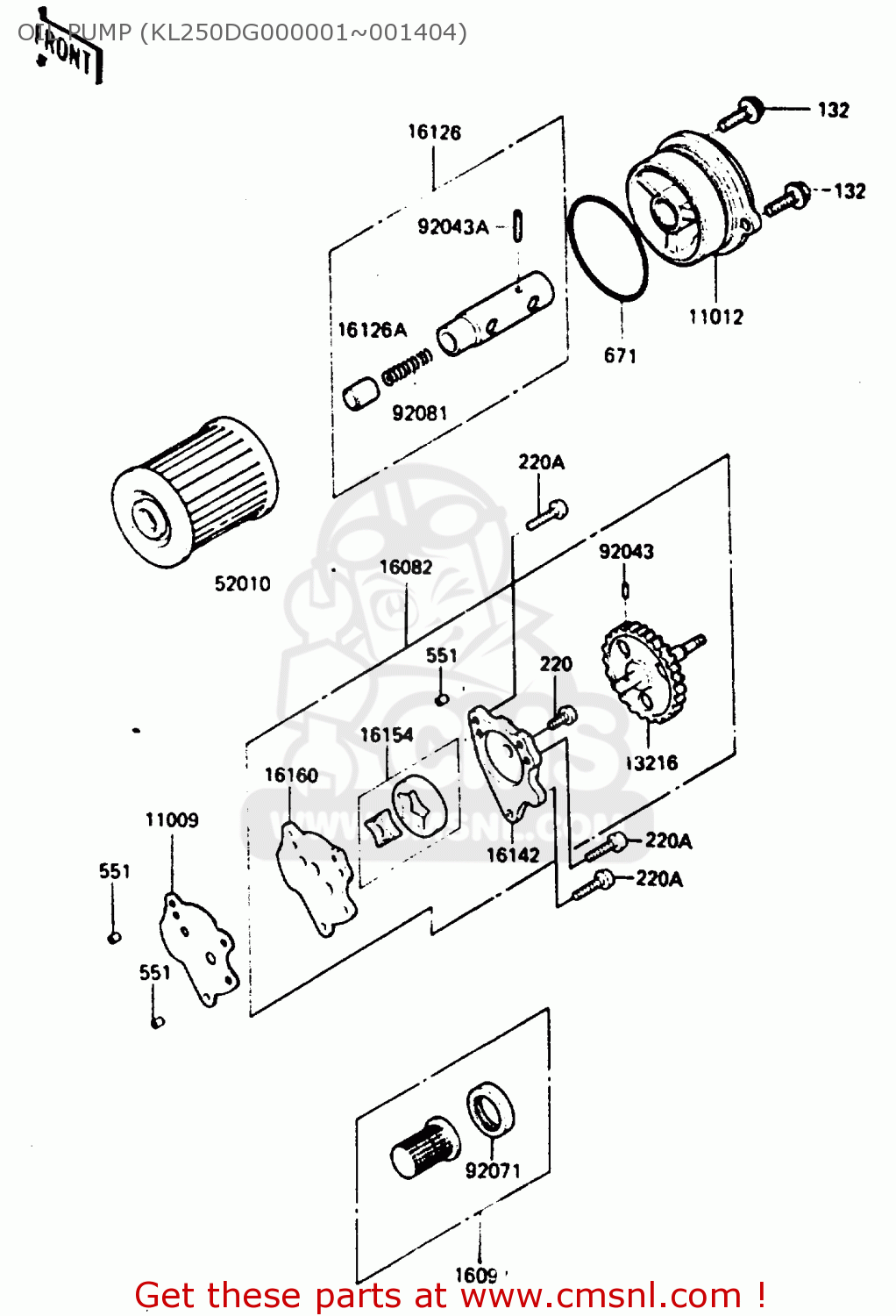 OIL PUMP (KL250DG000001~001404) KL250D2 1985 EUROPE UK FR GR IT SD ST