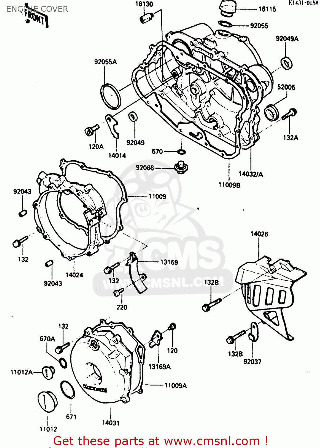 ENGINE COVER KL250D2 1985 EUROPE UK FR GR IT SD ST