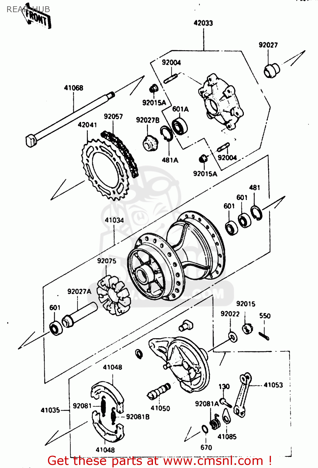 REAR HUB KL250D2 1985 EUROPE UK FR GR IT SD ST