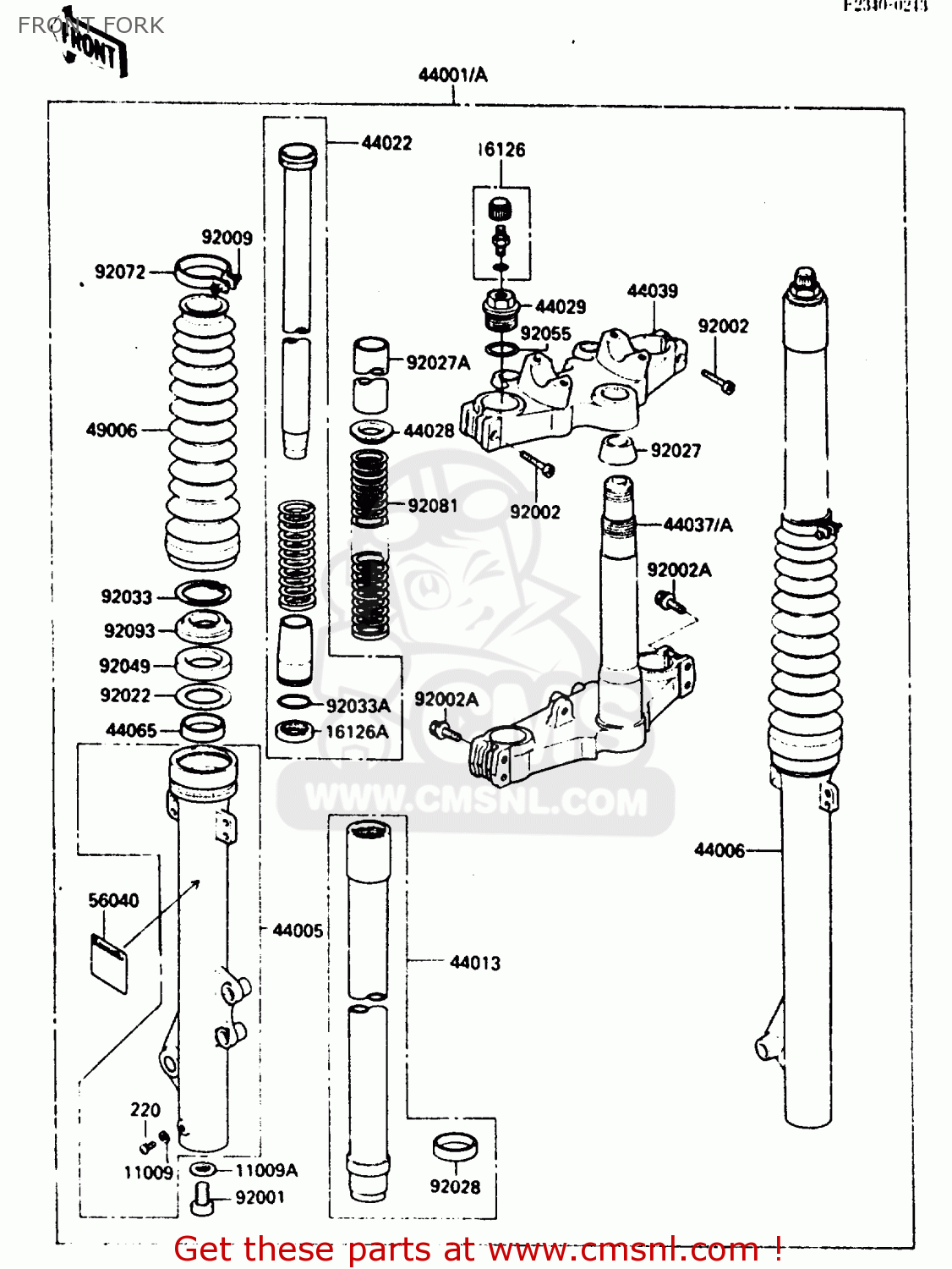 FRONT FORK KL250D2 1985 EUROPE UK FR GR IT SD ST