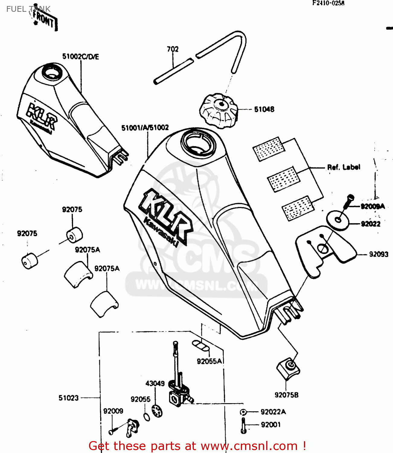 FUEL TANK KL250D2 1985 EUROPE UK FR GR IT SD ST