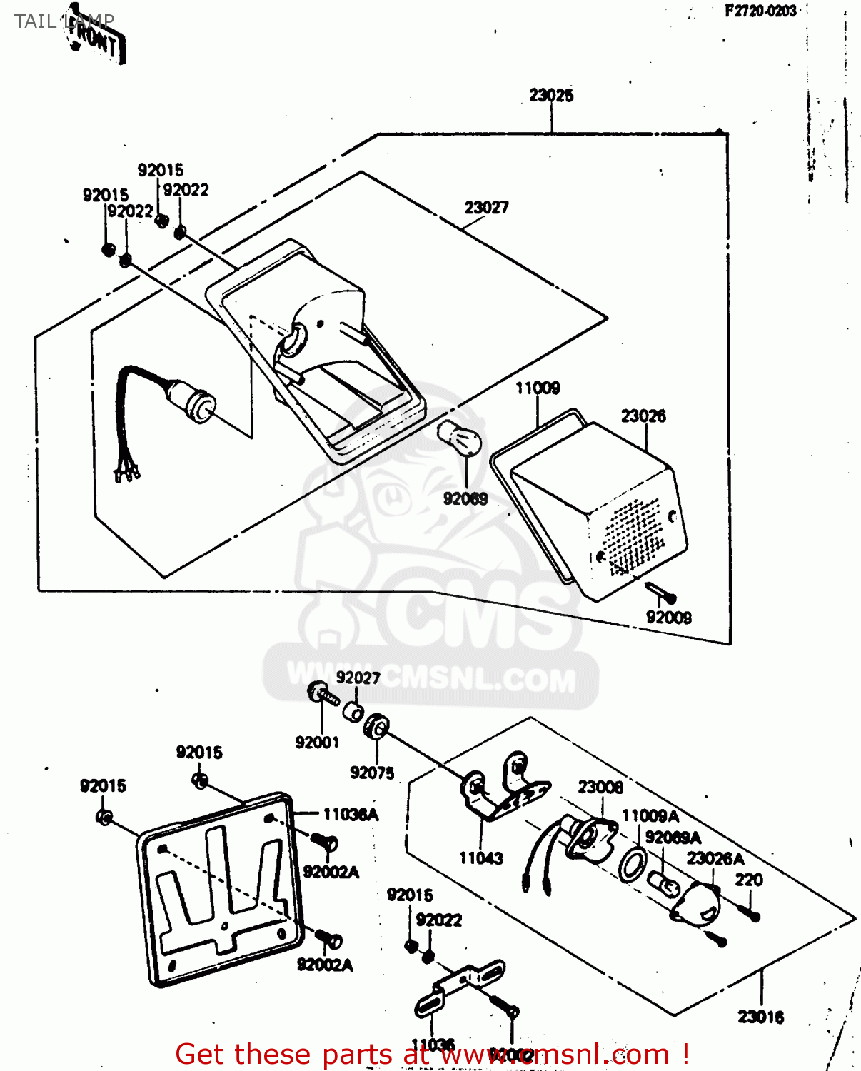 TAIL LAMP KL250D2 1985 EUROPE UK FR GR IT SD ST