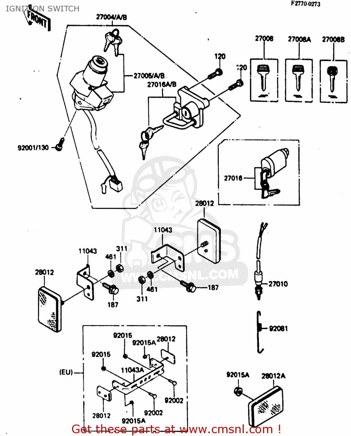 IGNITION SWITCH KL250D2 1985 EUROPE UK FR GR IT SD ST