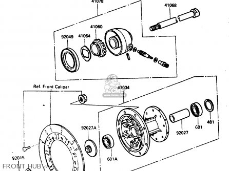 FRONT HUB - KL250D2 1985 EUROPE UK FR GR IT SD ST