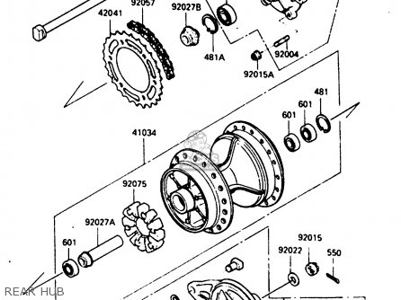 REAR HUB - KL250D2 1985 EUROPE UK FR GR IT SD ST