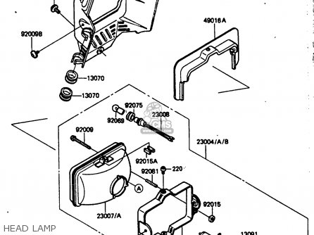 HEAD LAMP - KL250D2 1985 EUROPE UK FR GR IT SD ST