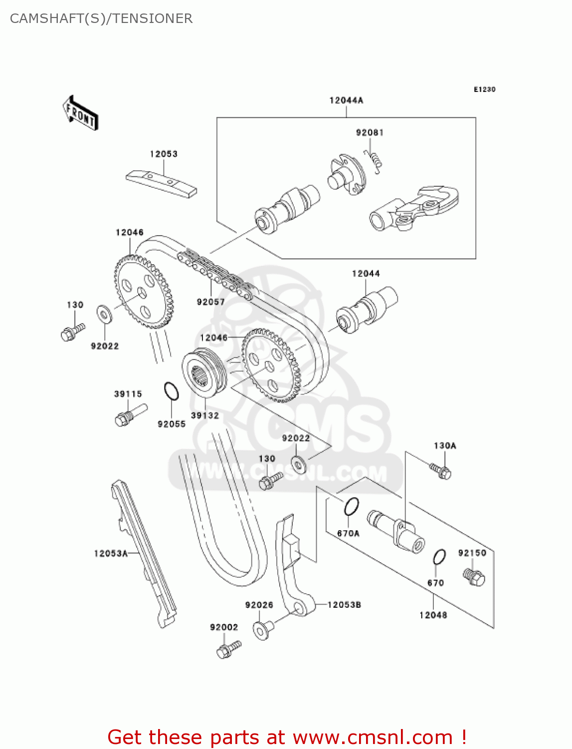 CAMSHAFT(S)/TENSIONER KL250D20 KLR250 2003 USA CALIFORNIA