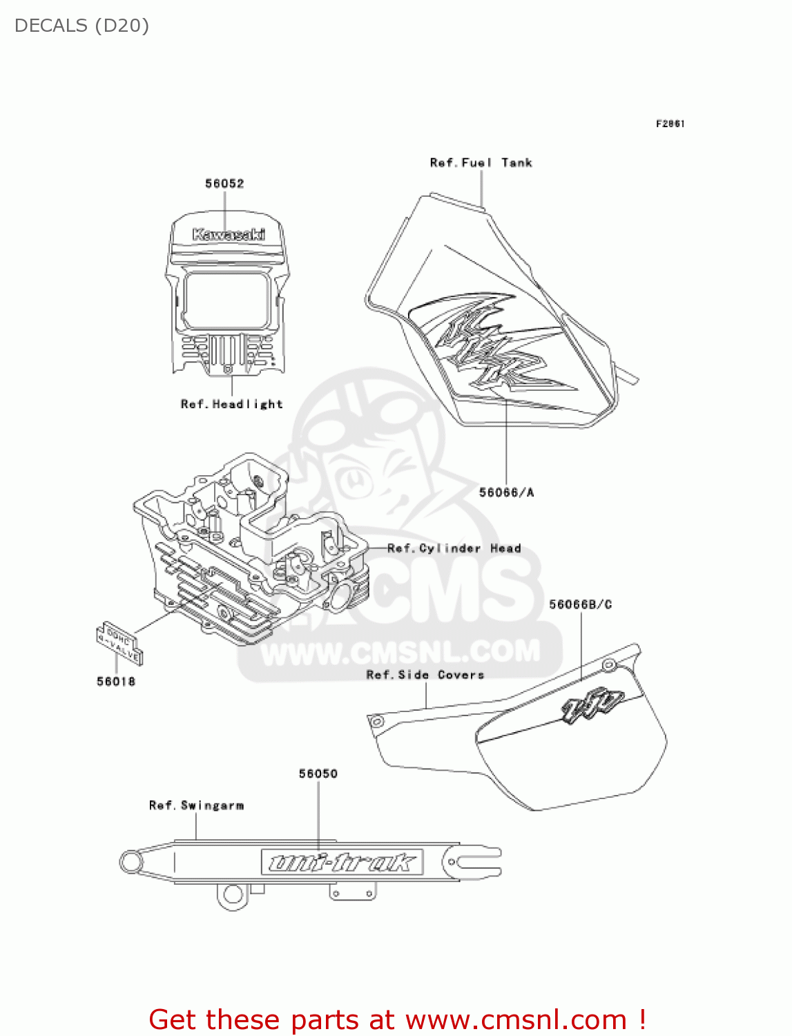 DECALS (D20) KL250D20 KLR250 2003 USA CALIFORNIA