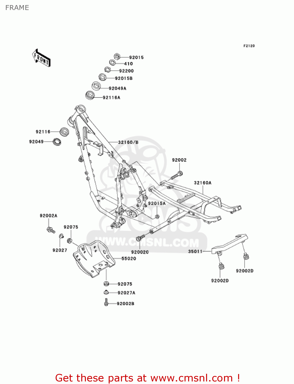 FRAME KL250D20 KLR250 2003 USA CALIFORNIA