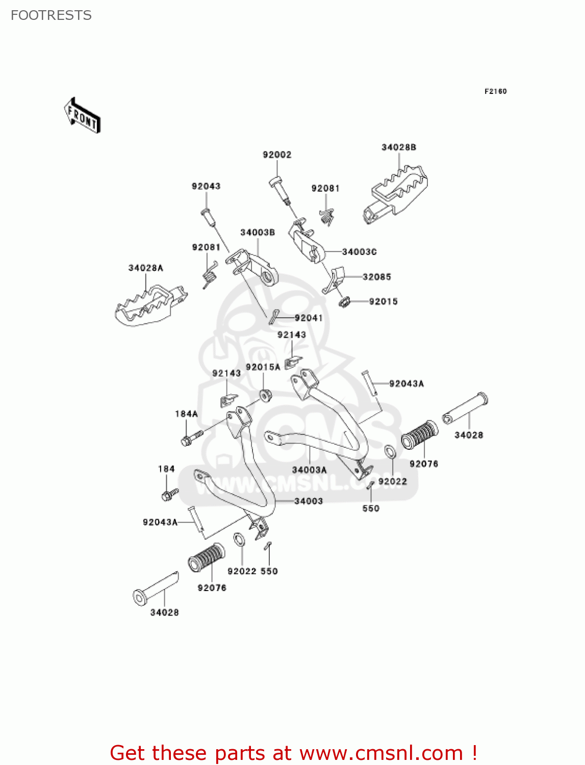 FOOTRESTS KL250D20 KLR250 2003 USA CALIFORNIA