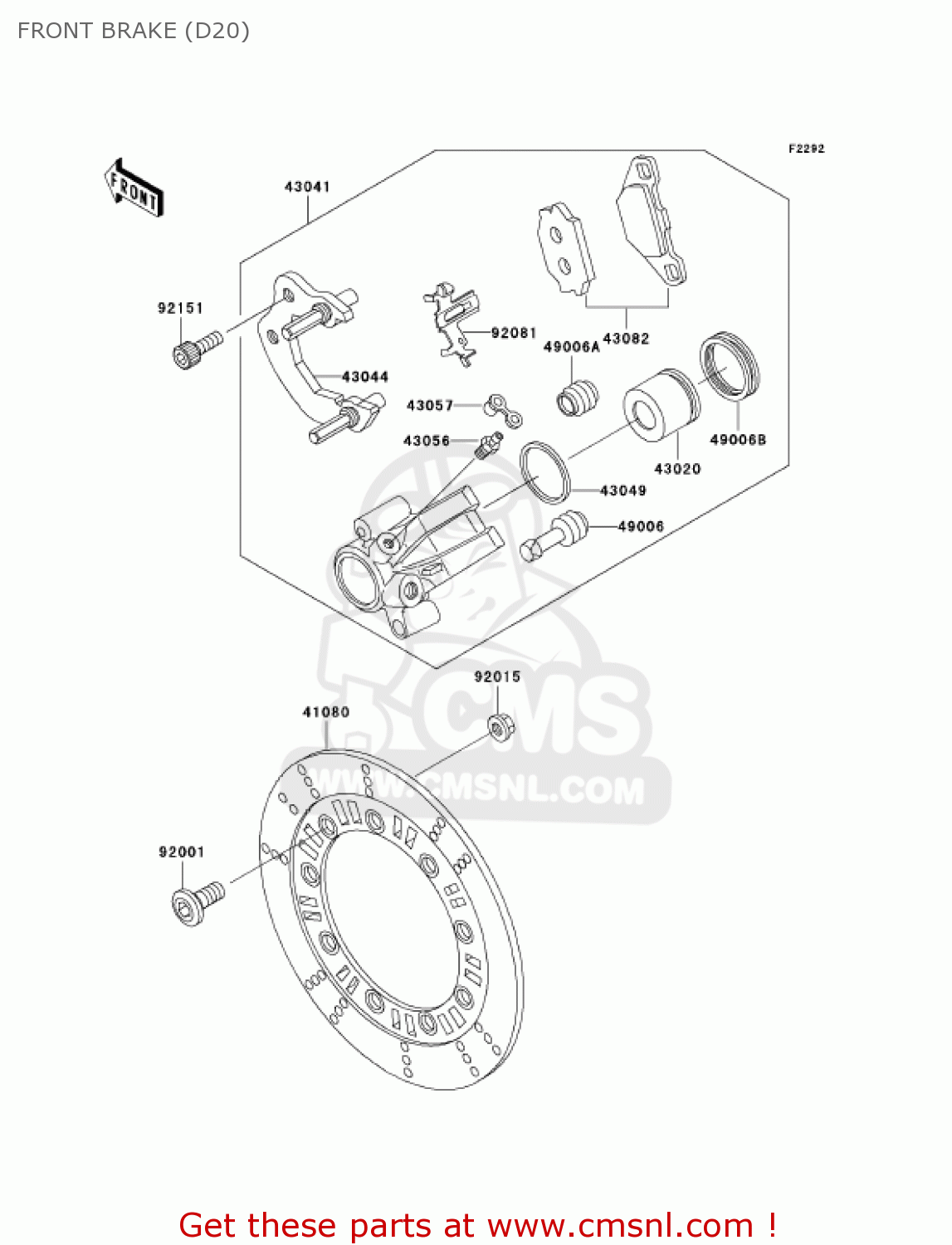 FRONT BRAKE (D20) KL250D20 KLR250 2003 USA CALIFORNIA