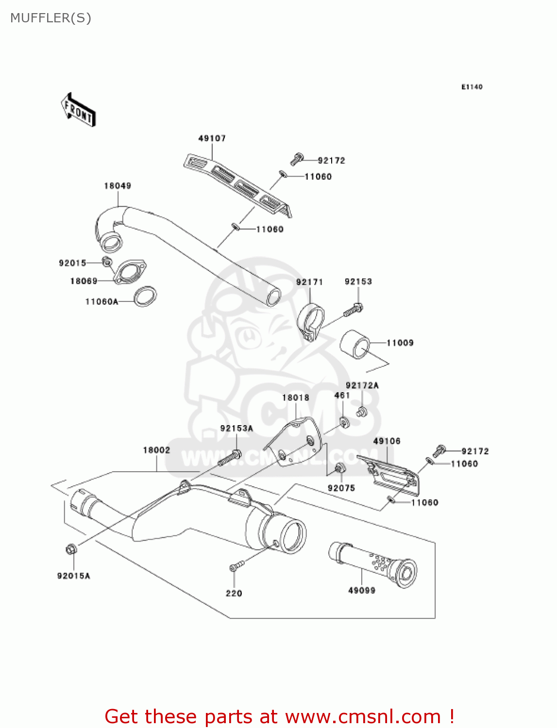 MUFFLER(S) KL250D20 KLR250 2003 USA CALIFORNIA