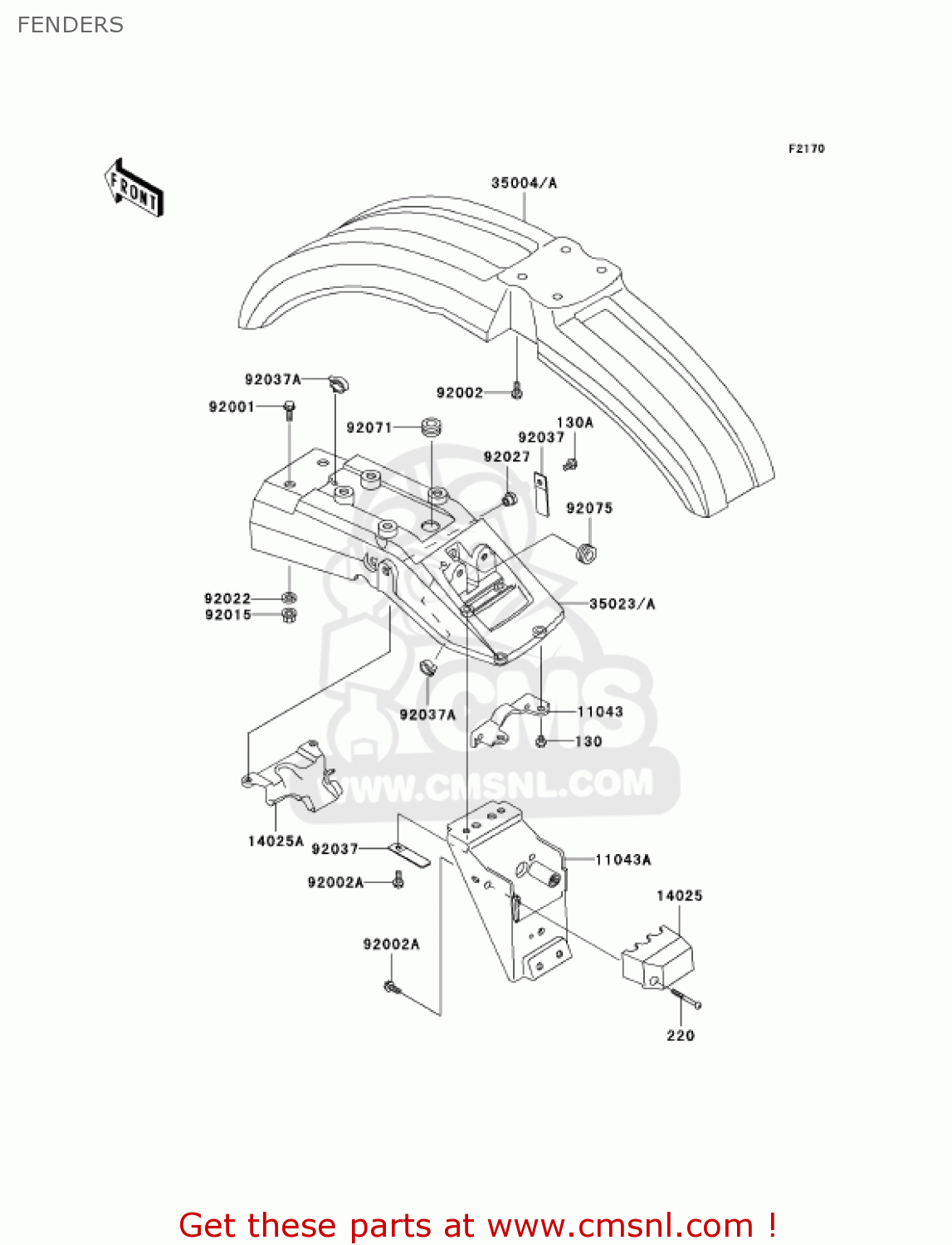 FENDERS KL250D21 KLR250 2004 USA CALIFORNIA
