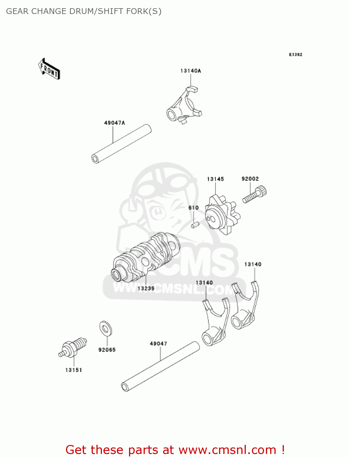 GEAR CHANGE DRUM/SHIFT FORK(S) KL250D21 KLR250 2004 USA CALIFORNIA