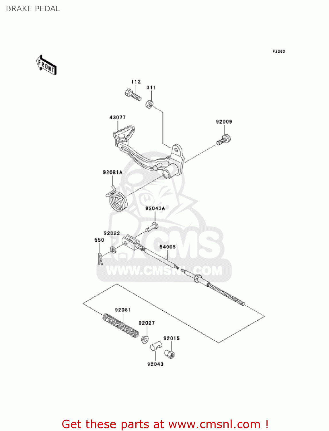 BRAKE PEDAL KL250D21 KLR250 2004 USA CALIFORNIA