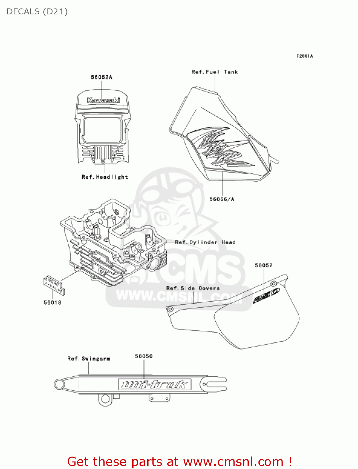 DECALS (D21) KL250D21 KLR250 2004 USA CALIFORNIA