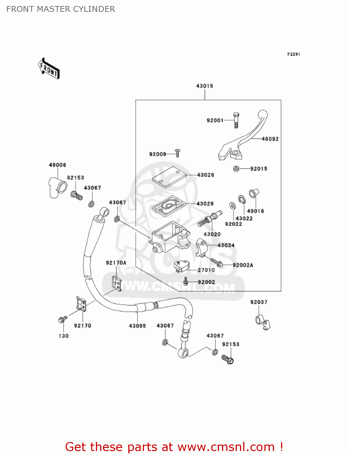 FRONT MASTER CYLINDER KL250D21 KLR250 2004 USA CALIFORNIA