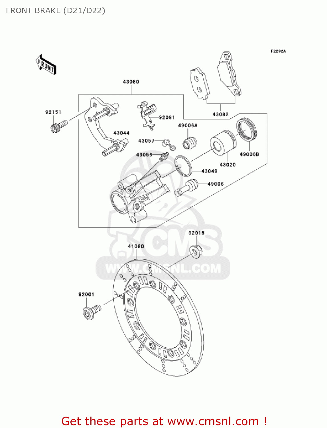 FRONT BRAKE (D21/D22) KL250D21 KLR250 2004 USA CALIFORNIA