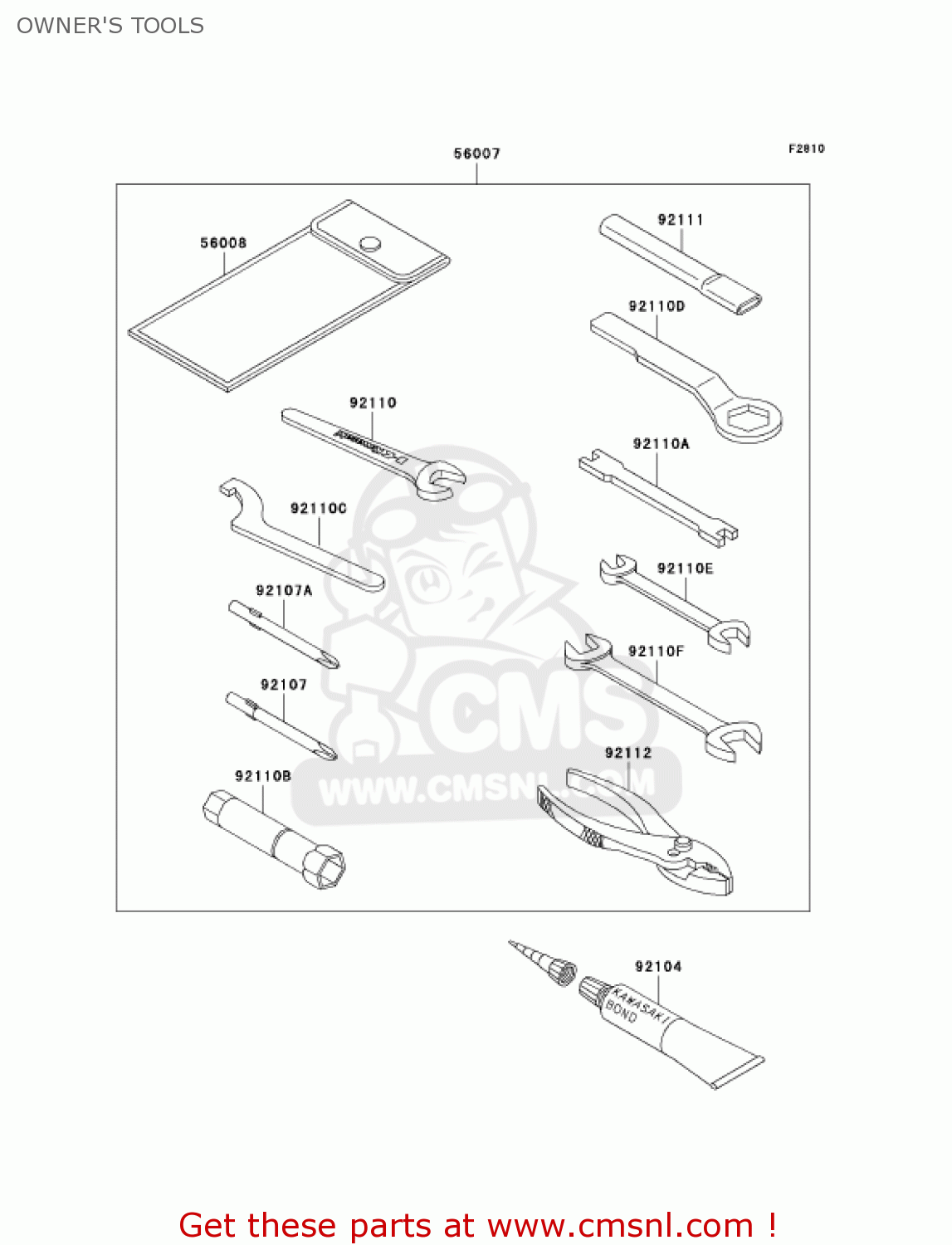 OWNER'S TOOLS KL250D21 KLR250 2004 USA CALIFORNIA