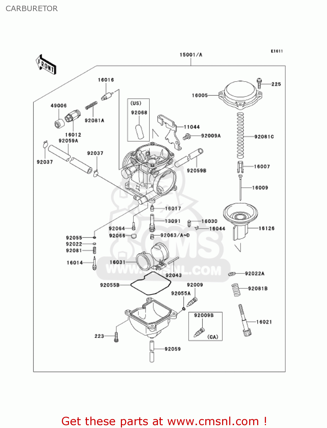CARBURETOR KL250D22 KLR250 2005 USA CALIFORNIA