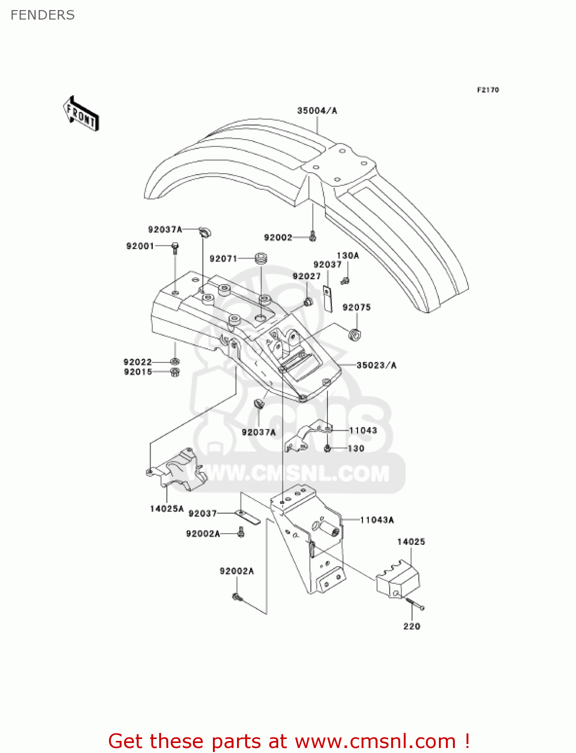 FENDERS KL250D22 KLR250 2005 USA CALIFORNIA