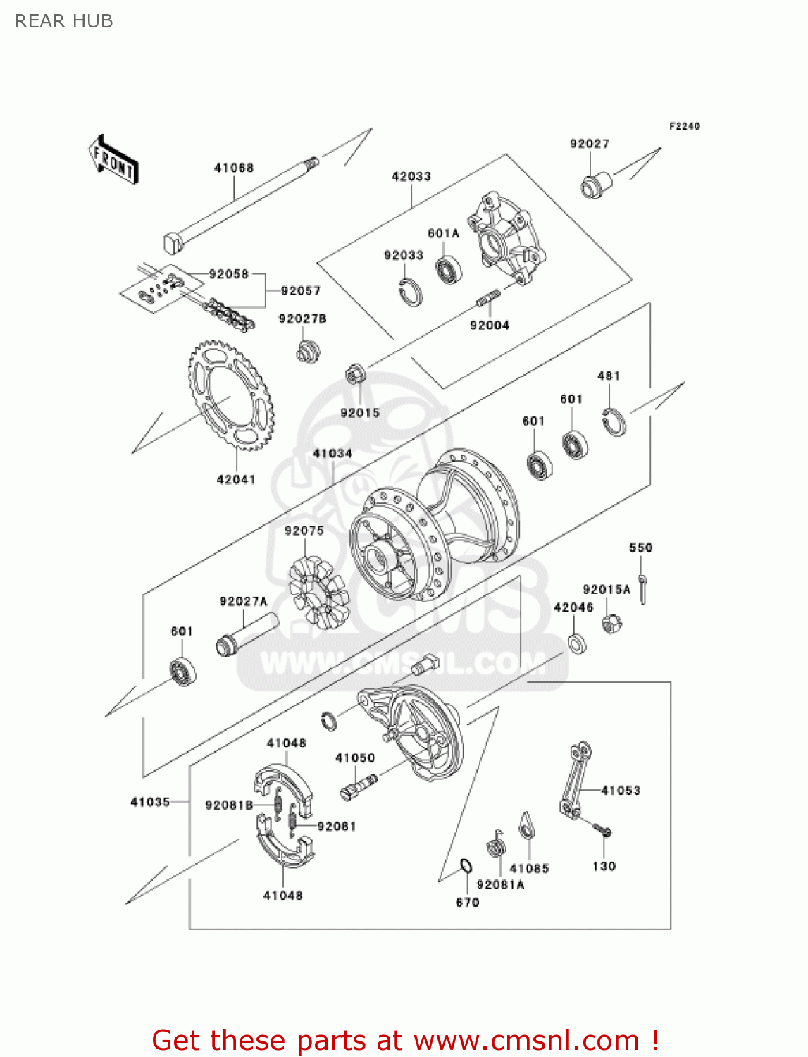 REAR HUB KL250D22 KLR250 2005 USA CALIFORNIA