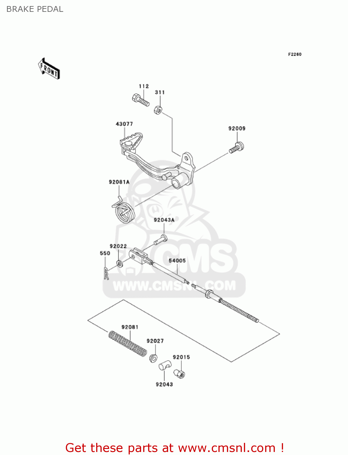 BRAKE PEDAL KL250D22 KLR250 2005 USA CALIFORNIA