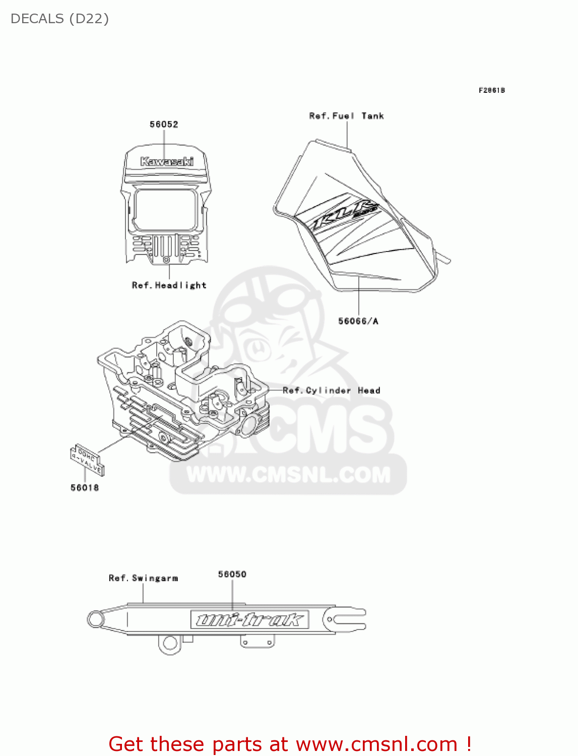 DECALS (D22) KL250D22 KLR250 2005 USA CALIFORNIA