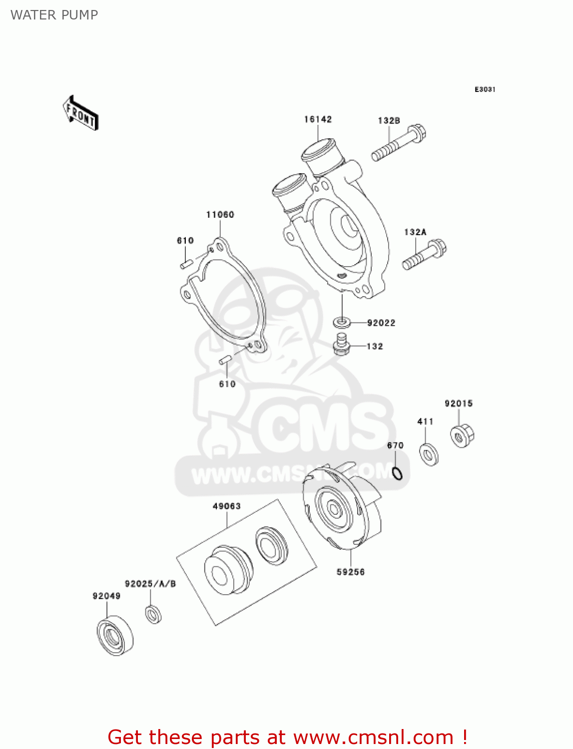 WATER PUMP KL250D22 KLR250 2005 USA CALIFORNIA