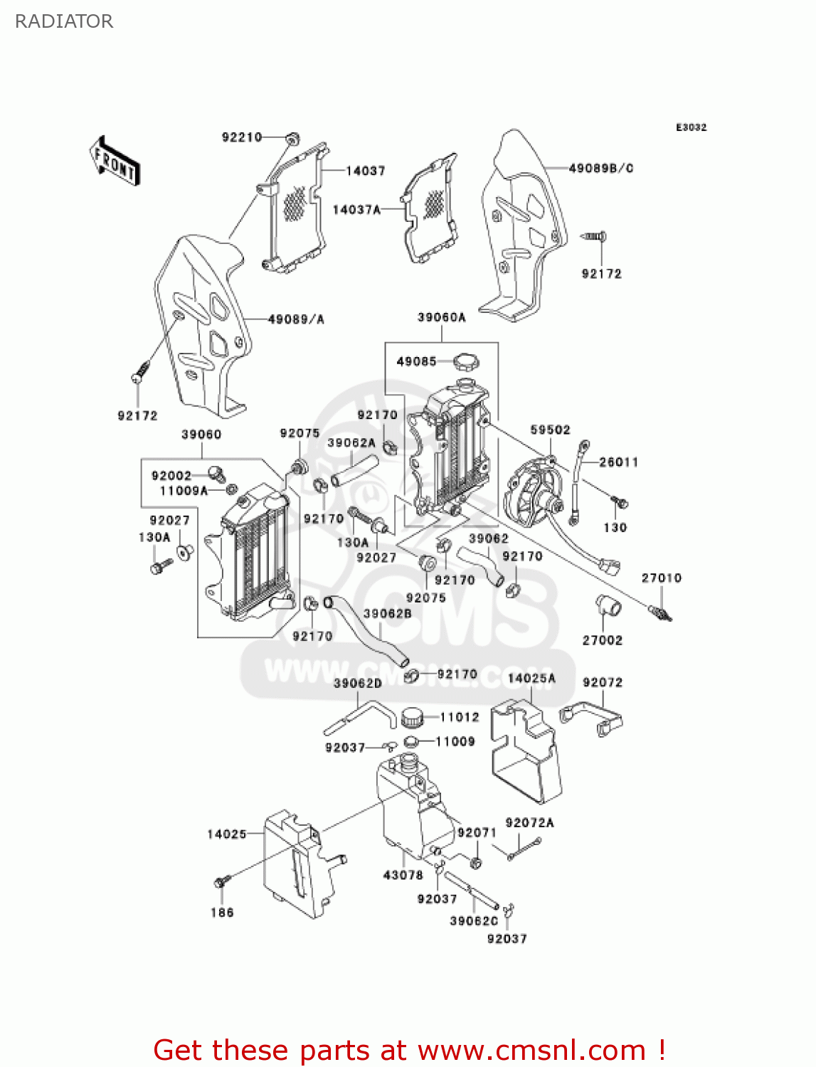 RADIATOR KL250D22 KLR250 2005 USA CALIFORNIA