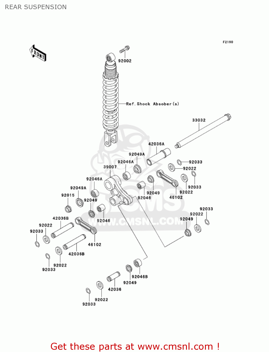 REAR SUSPENSION KL250D22 KLR250 2005 USA CALIFORNIA