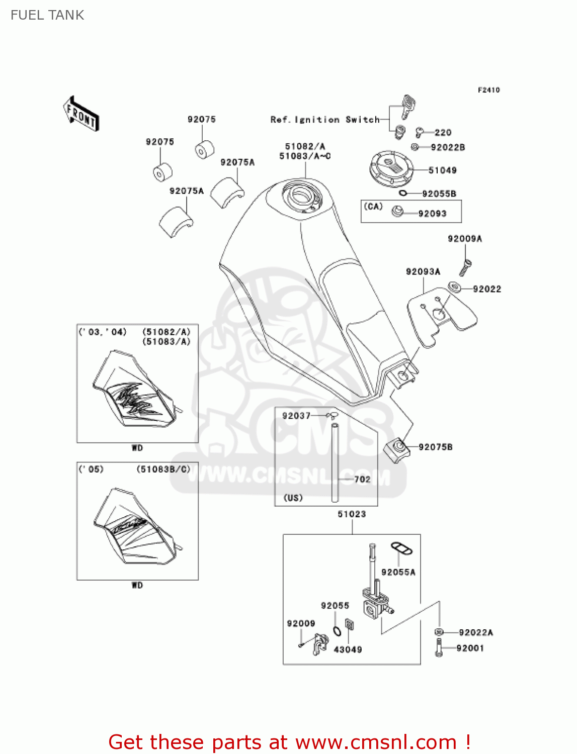 FUEL TANK KL250D22 KLR250 2005 USA CALIFORNIA