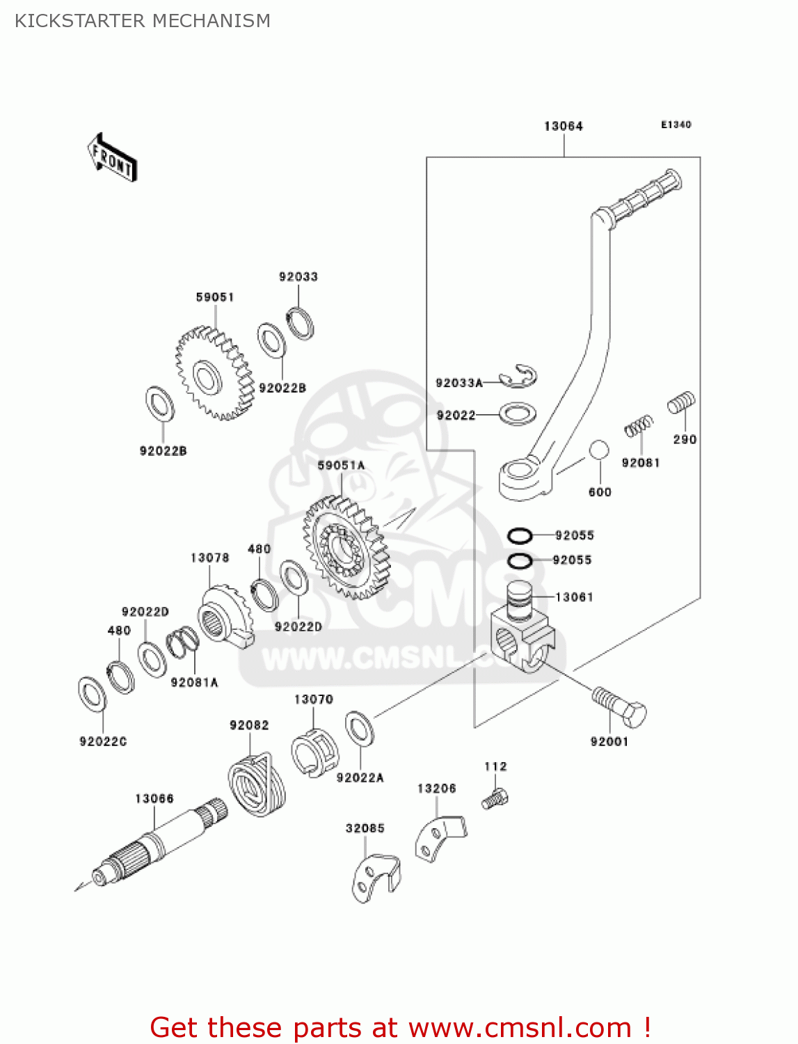 KICKSTARTER MECHANISM KL250D22 KLR250 2005 USA CALIFORNIA