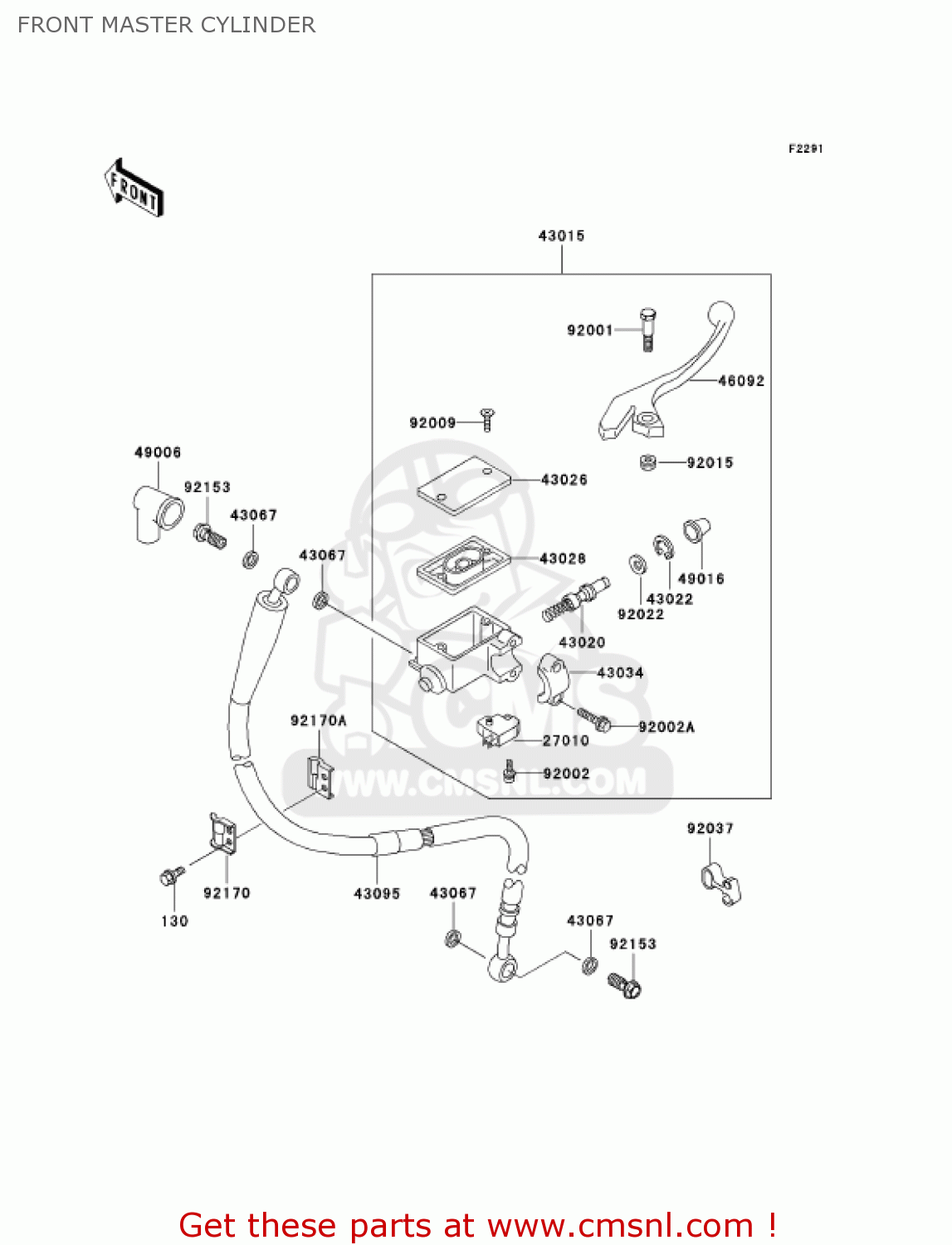 FRONT MASTER CYLINDER KL250D22 KLR250 2005 USA CALIFORNIA