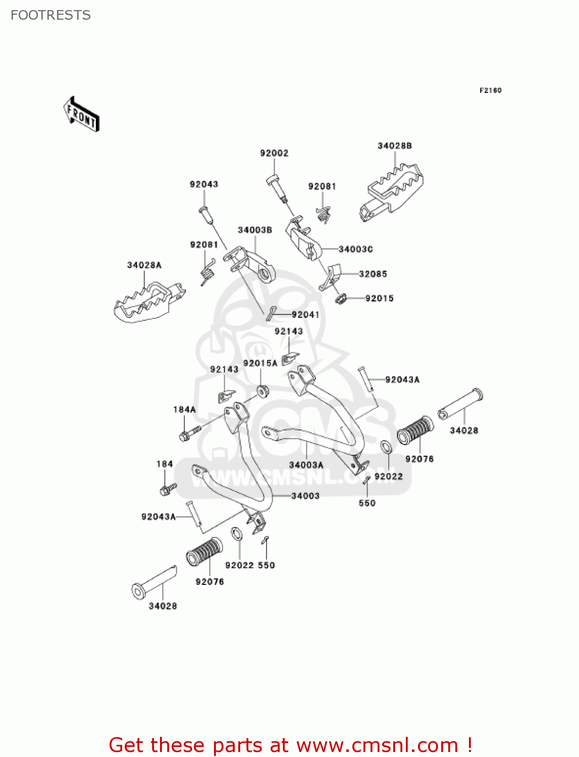 FOOTRESTS KL250D22 KLR250 2005 USA CALIFORNIA