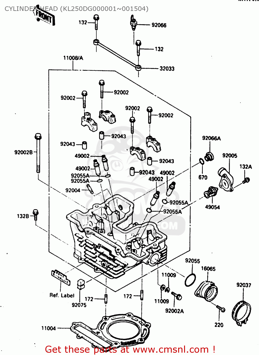 CYLINDER HEAD (KL250DG000001~001504) KL250D3 1986 EUROPE UK GR GU IT ST UR WG