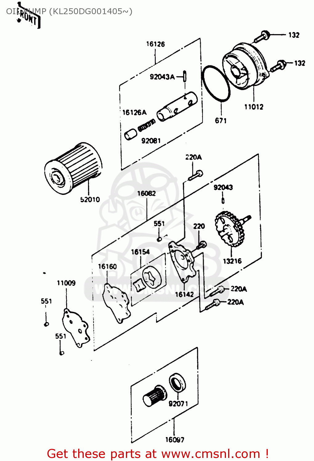OIL PUMP (KL250DG001405~) KL250D3 1986 EUROPE UK GR GU IT ST UR WG