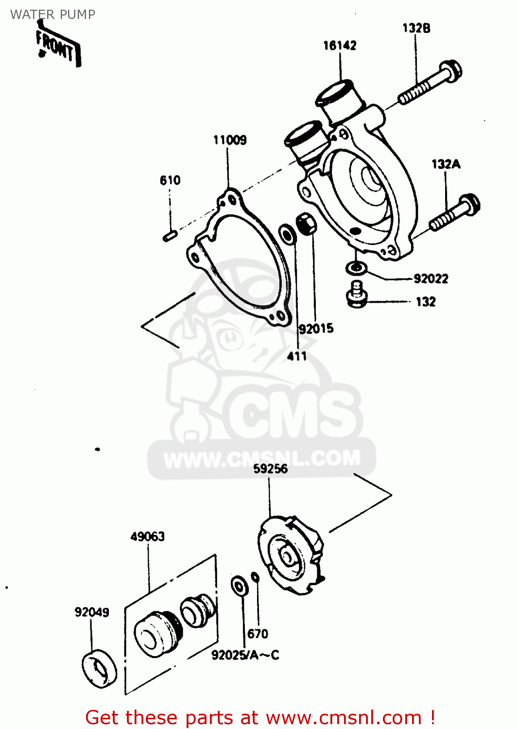 WATER PUMP KL250D3 1986 EUROPE UK GR GU IT ST UR WG