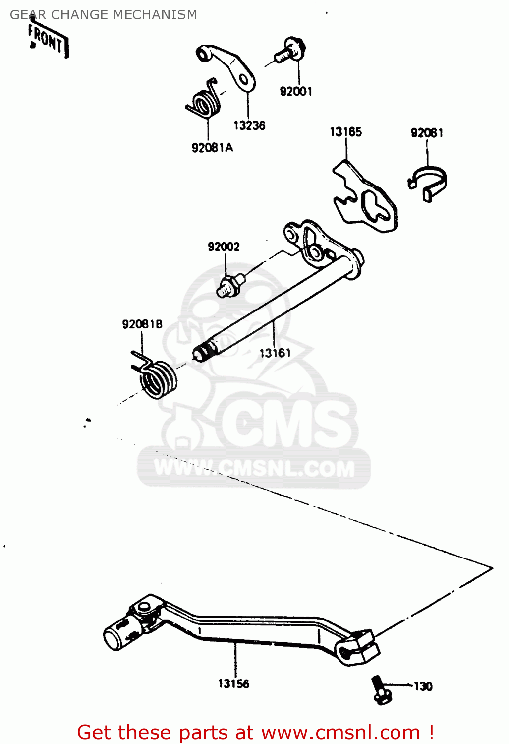 GEAR CHANGE MECHANISM KL250D3 1986 EUROPE UK GR GU IT ST UR WG
