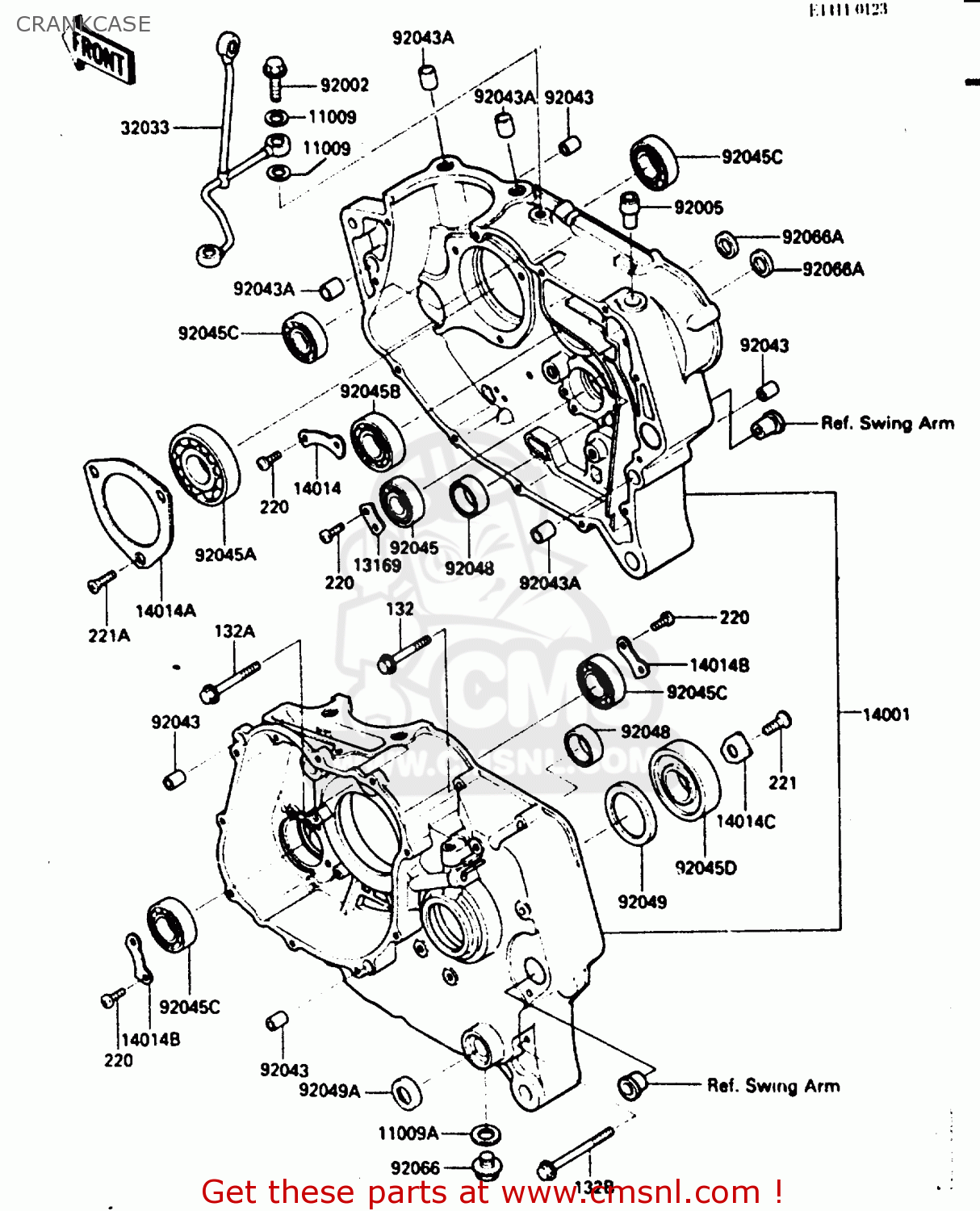 CRANKCASE KL250D3 1986 EUROPE UK GR GU IT ST UR WG