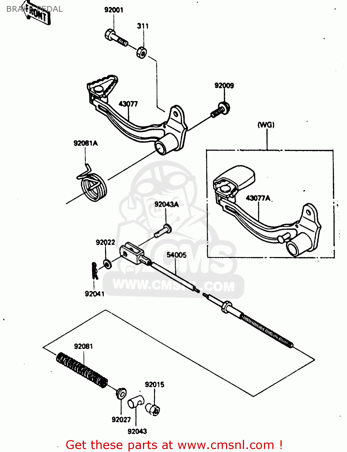 BRAKE PEDAL KL250D3 1986 EUROPE UK GR GU IT ST UR WG