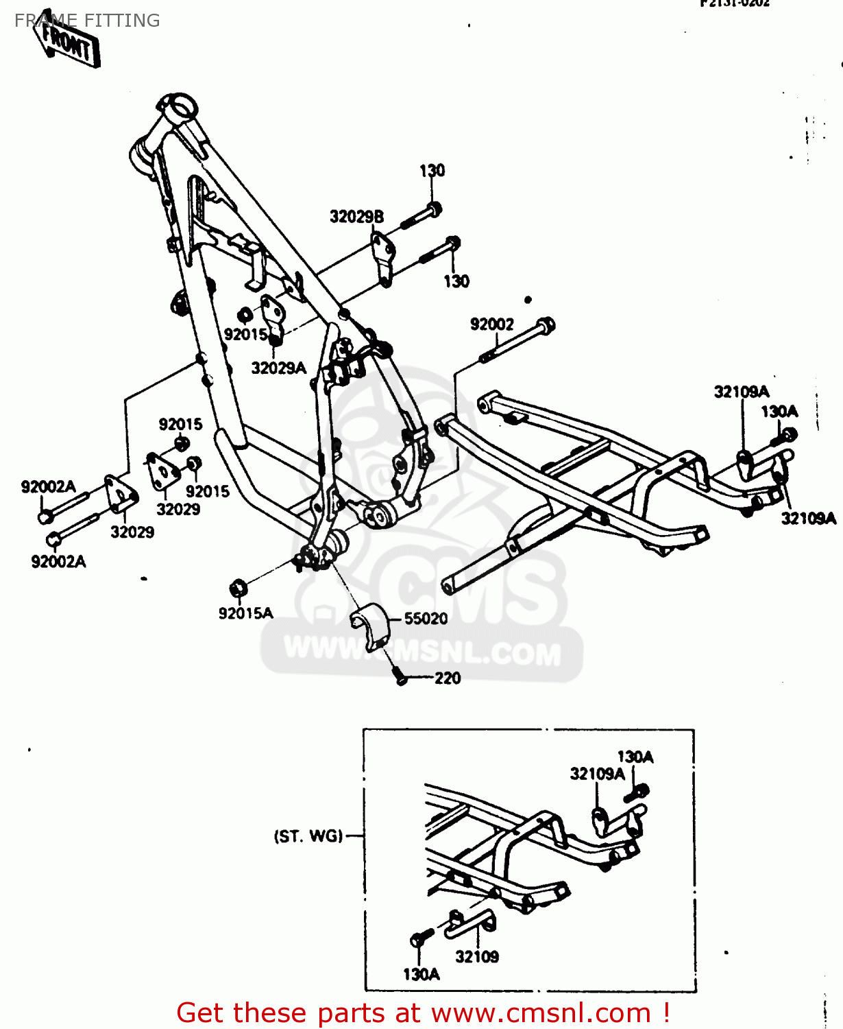 FRAME FITTING KL250D3 1986 EUROPE UK GR GU IT ST UR WG