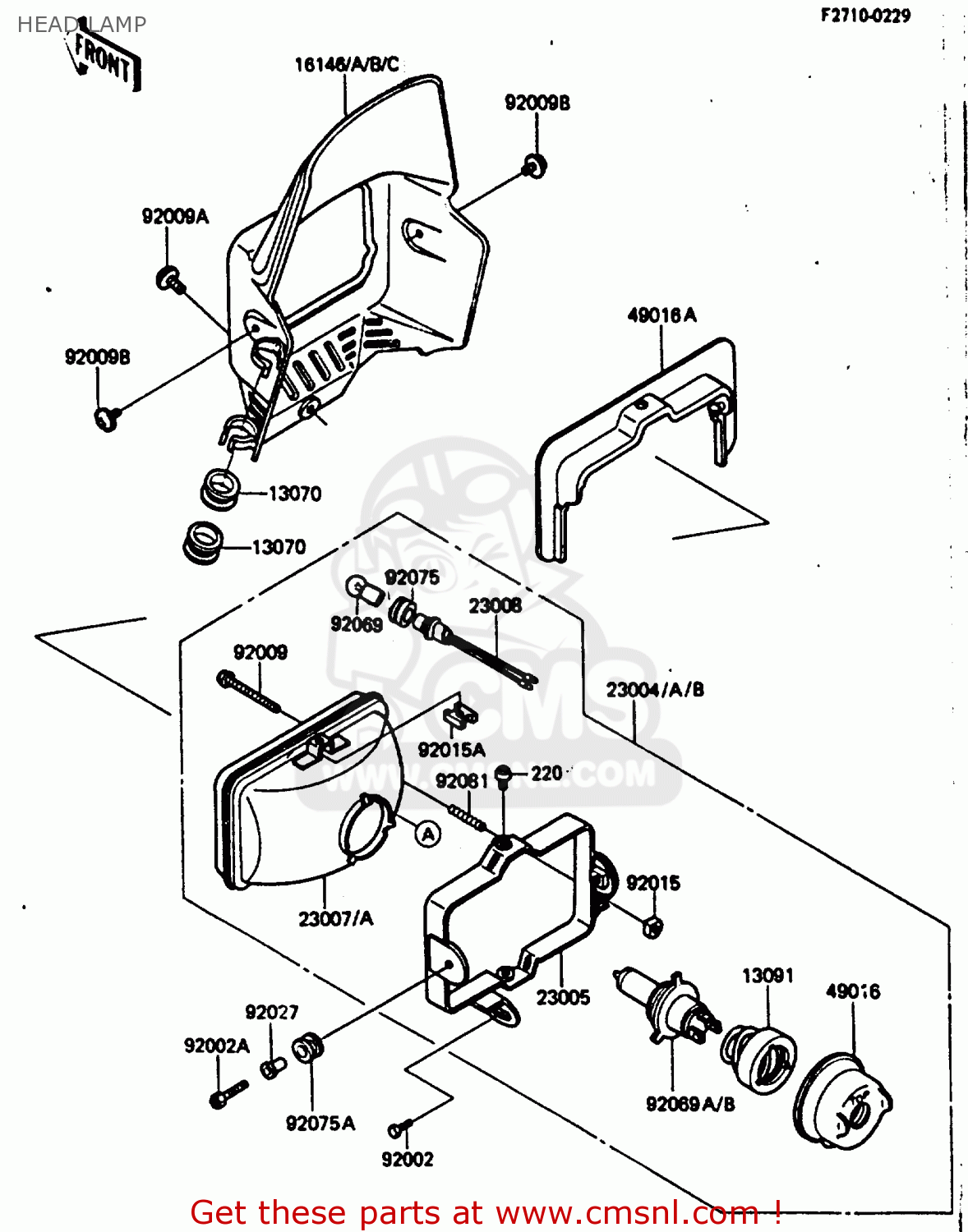 HEAD LAMP KL250D3 1986 EUROPE UK GR GU IT ST UR WG
